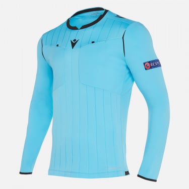 Referee neon blue shirt UEFA