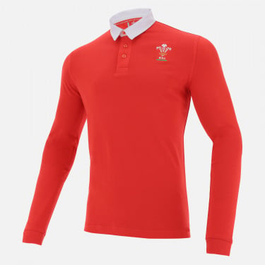 Rotes Baumwolljersey-Poloshirt der Fanlinie Welsh Rugby 2020/21