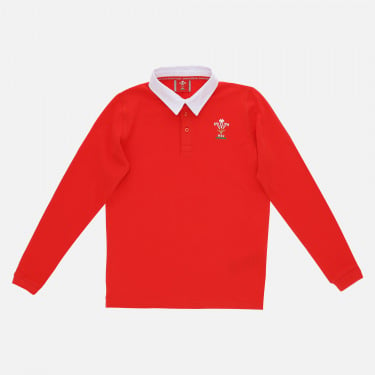 Polo in cotone jersey rossa linea fan Galles Rugby 2020/21 da bambino