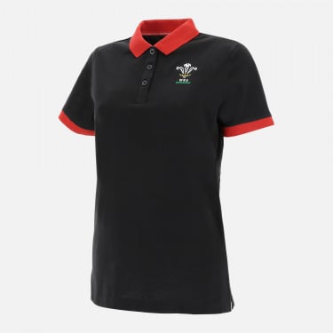 Welsh Rugby 2020/21 black women's polo shirt from the fans collection