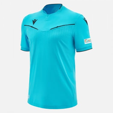 Camiseta árbitro azul neón UEFA 2023/25