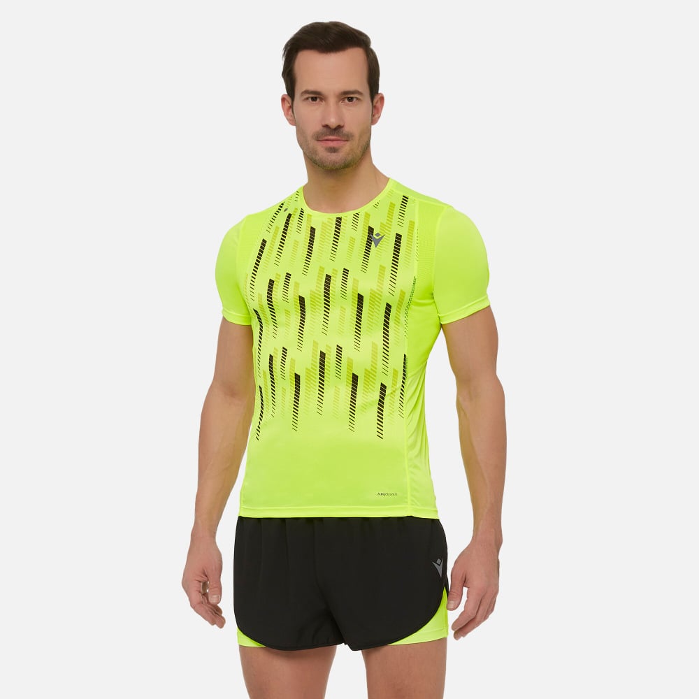 t-shirt running homme kenny jaune fluo  Vêtements de sport techniques  Macron