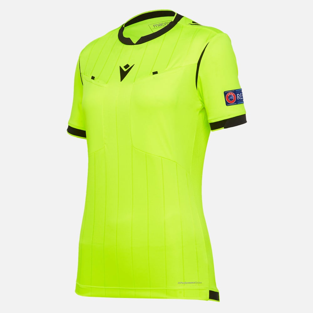 camiseta árbitro mujer neon yellow UEFA Ropa Técnica Deportiva Macron