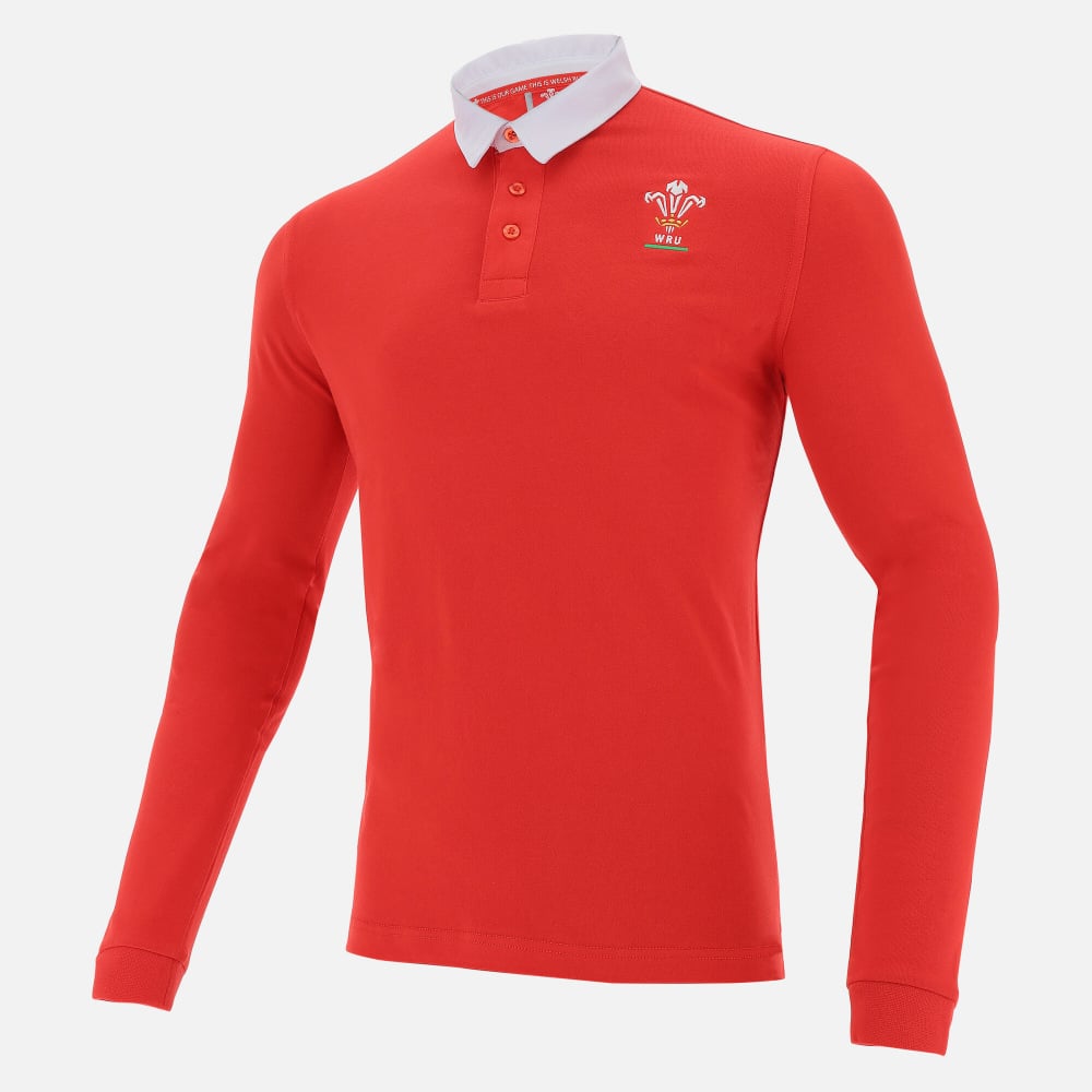 Polo en coton jersey rouge ligne supporter du Pays de Galles Rugby
