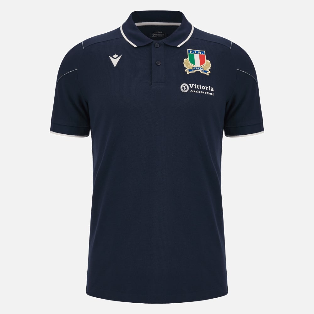 Italia Rugby 2023/24 adults' player travel polo shirt | Macron ...