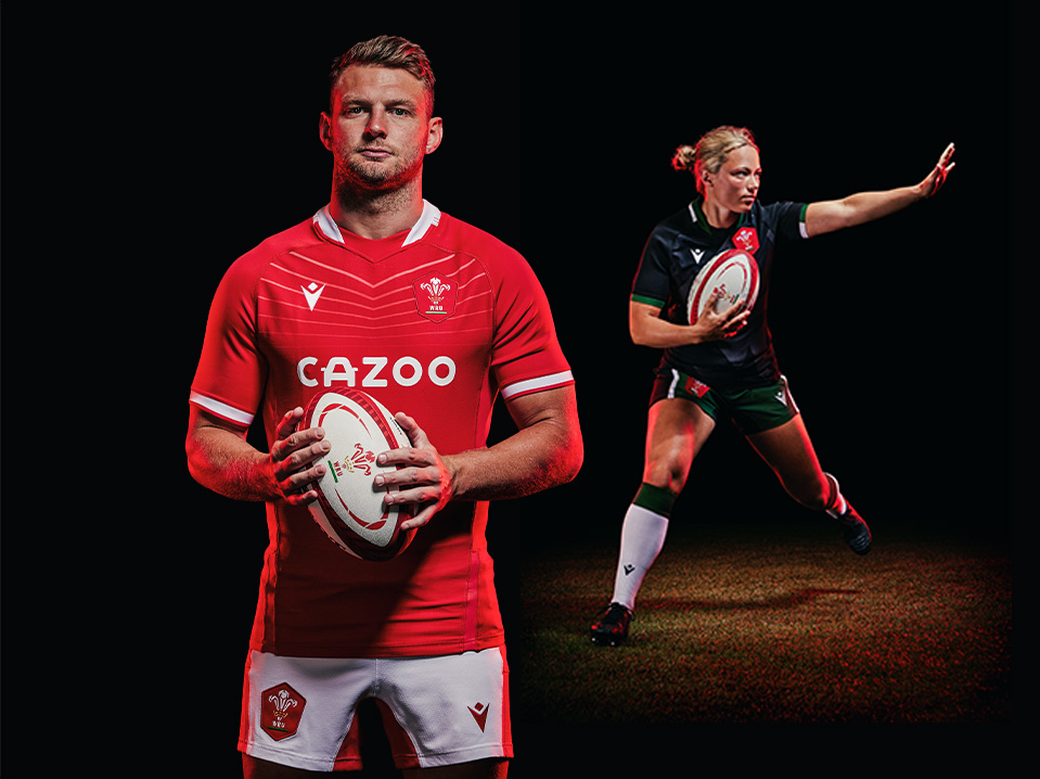 Macron Rugby galés 2021/22 Camiseta de Ocio roja para Hombre 