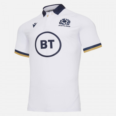 MACRON Herren Schottland 2019/20 Home Baumwolle S/S Replica Rugby Shirt 