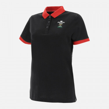 Polo noir pour femme ligne supporter du Pays de Galles Rugby 2020/21