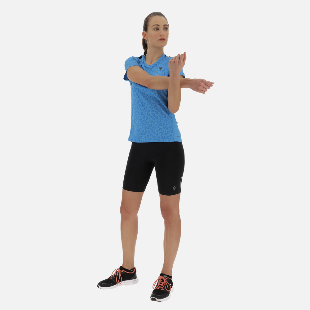 Macron Hattie Maglia Running Donna - Tessuto Zephiro Leggero Con Dettagli Rifrangenti E Fori Laserati - Nero/Ncor
