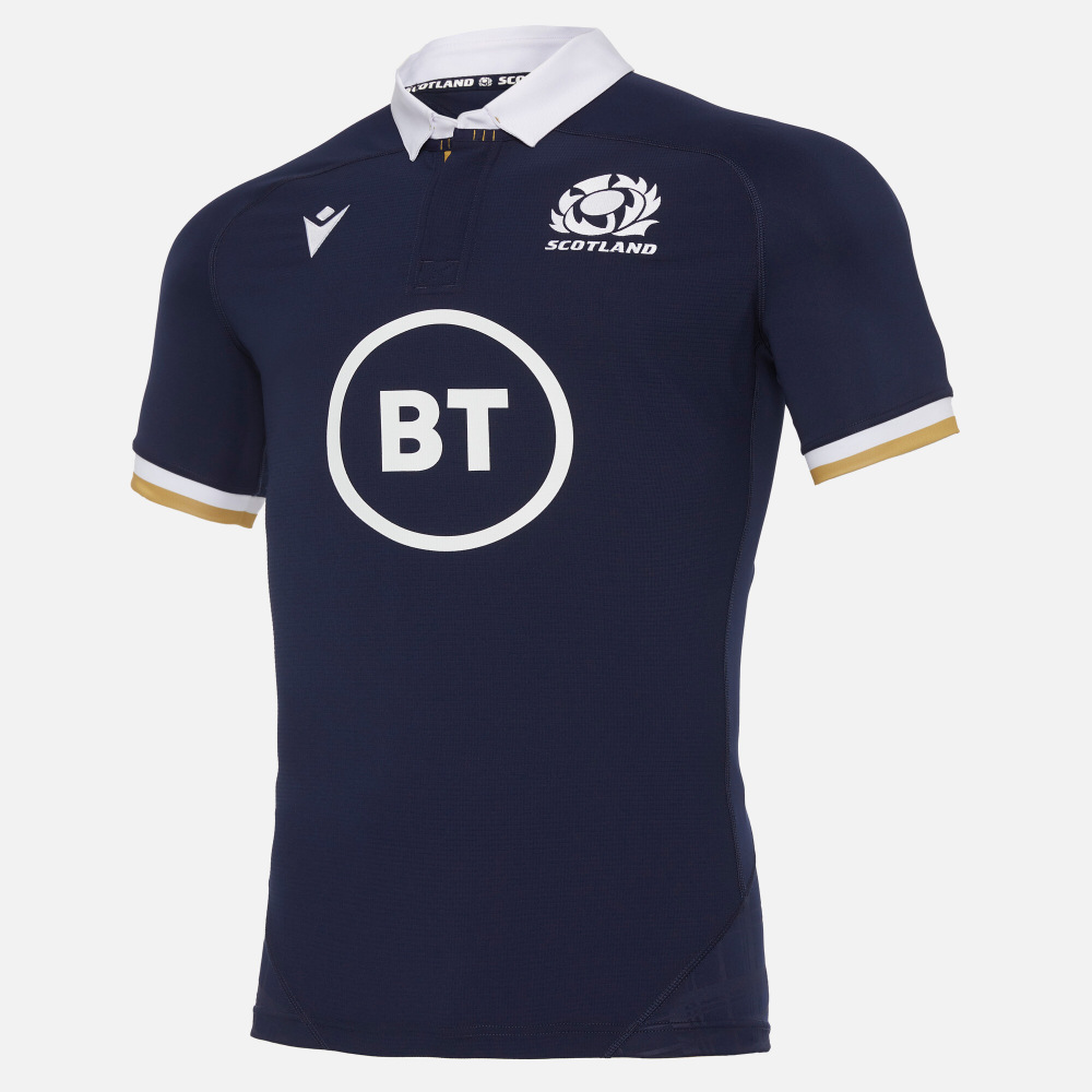 Macron Sru M20 Pro Shirt Body Fit SS Sr Camiseta Gara Away Authentic Senior Scotland Rugby 2020/21 Hombre 
