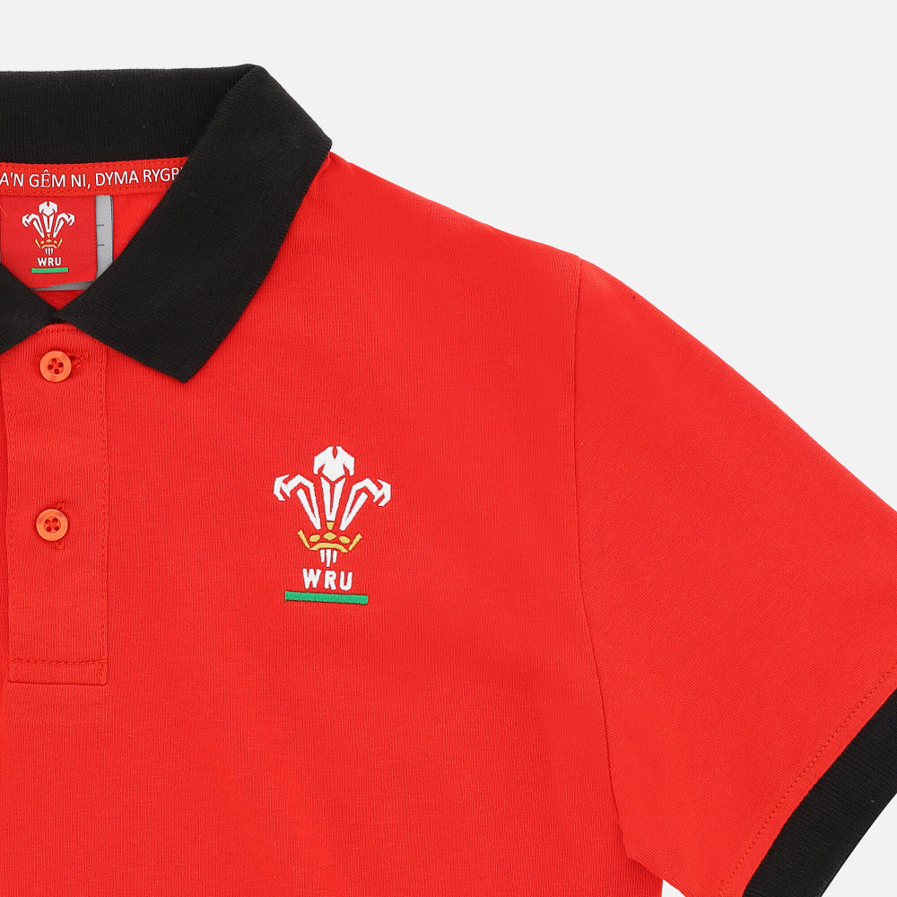 Welsh Rugby 2020/21 Piquet Cotton Children's Polo Shirt From The Fans Collection