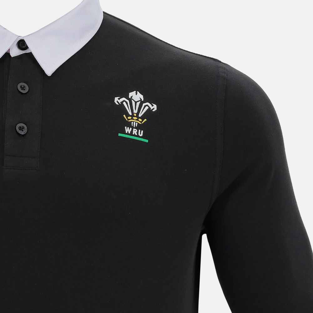 Welsh Rugby 2020/21 Black Cotton Jersey Polo Shirt From The Fans Collection