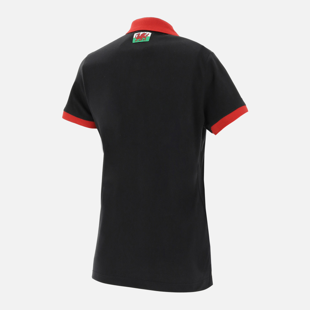 Polo Negro Para Mujer De La Línea Fan Gales Rugby 2020/21