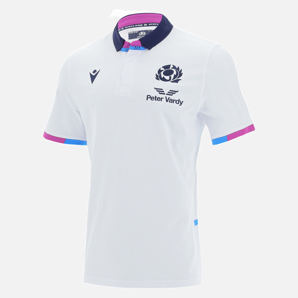 Macron Camiseta de Entrenamiento Blanca de Rugby de Escocia 2021/22 para Hombre 