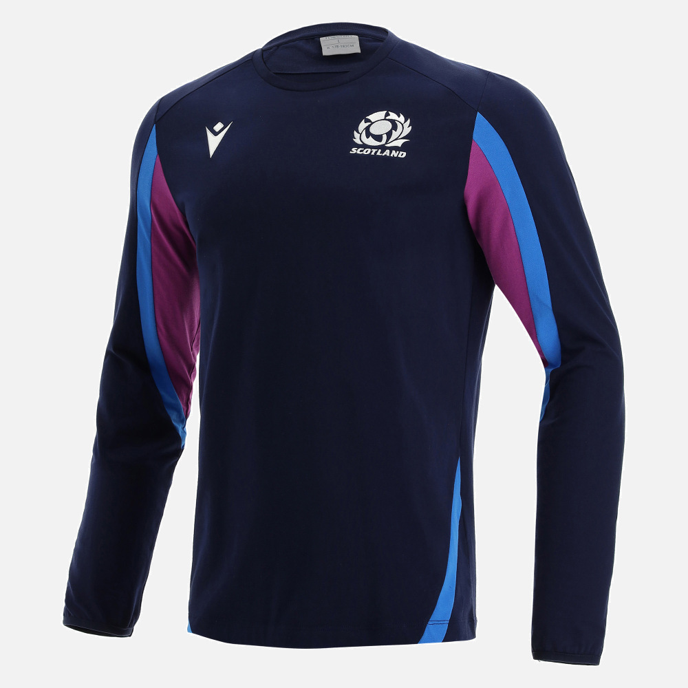 Scotland Rugby Long Sleeve Team Jersey Mens Blue Fan Top Shirt Sportswear 