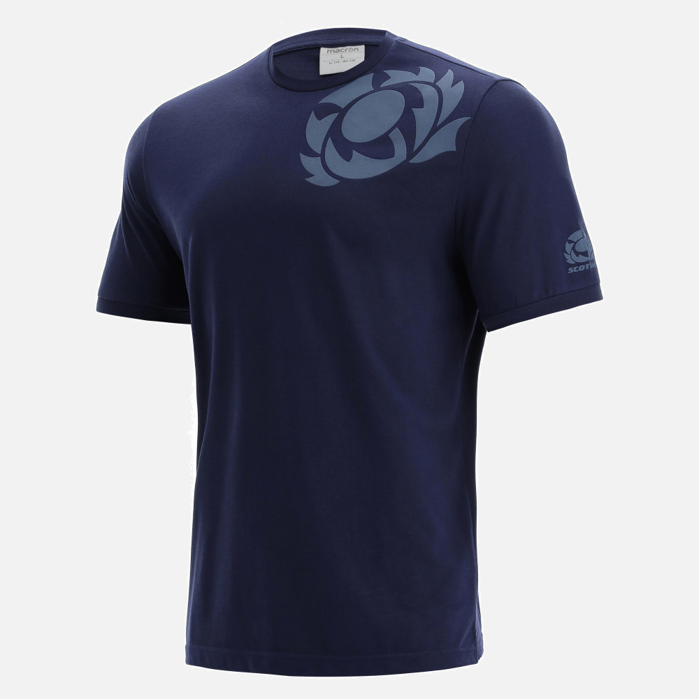 Marineblau Trainings-T-Shirt Schottland Rugby 2021/22 Macron Herren Motiv