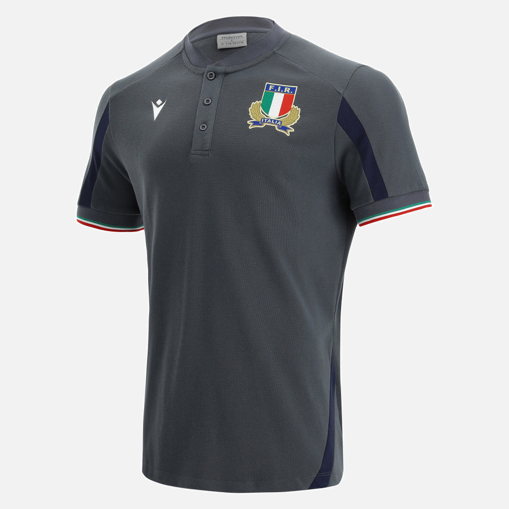 Macron Mens Italy 2018/19 Players Cotton Travel Rugby Polo Shirt T-Shirt Top 