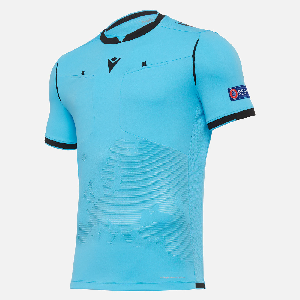 camiseta árbitro azul flúo UEFA EURO 2020 Técnica Deportiva