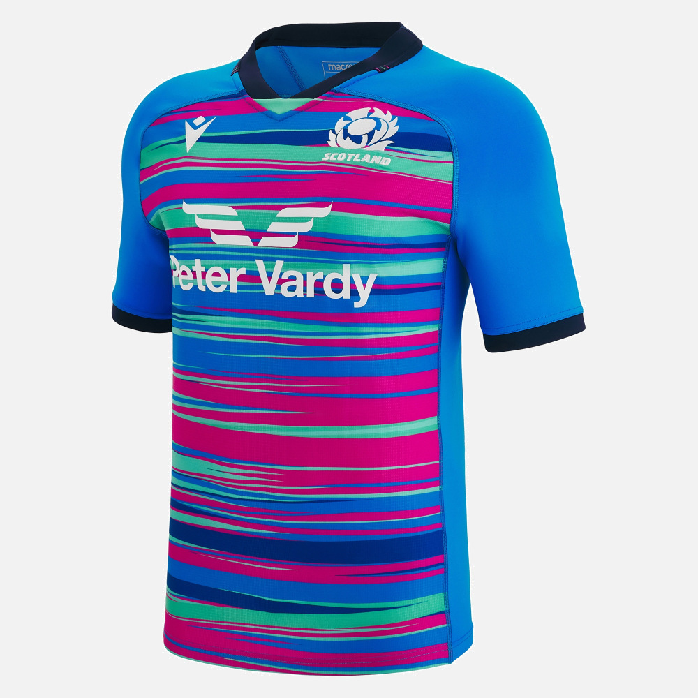 Rayas Azules para Hombre Macron Camiseta de Entrenamiento de Rugby de Escocia 2021/22 