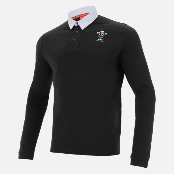 Welsh Rugby 2020/21 Black Cotton Jersey Polo Shirt From The Fans Collection