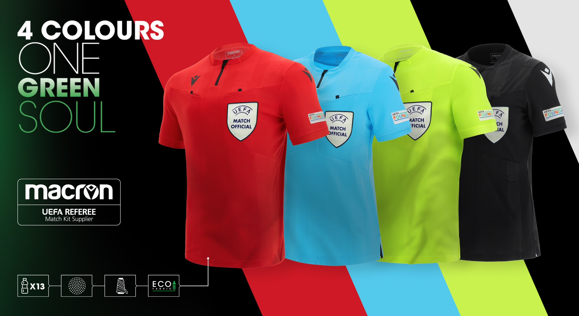 The New Uefa Referee Kits Colours Of Unity With Sustainability At Their Heart Work Hard Play Harder Macron The New Uefa Referee Kits Colours Of Unity With Sustainability At Their Heart Work Hard Play Harder Macron