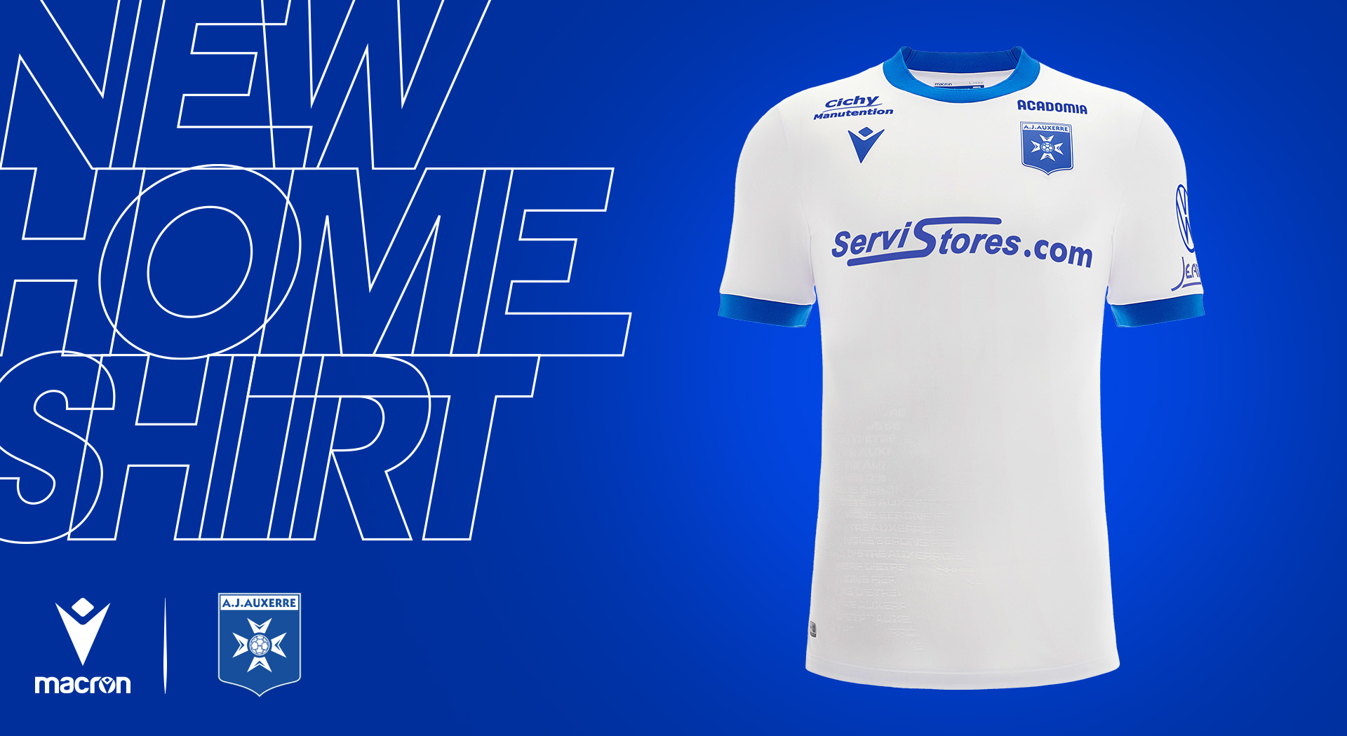 Macron Club motto and the Maltese Cross for Auxerre's new Home kit | Imagen 1