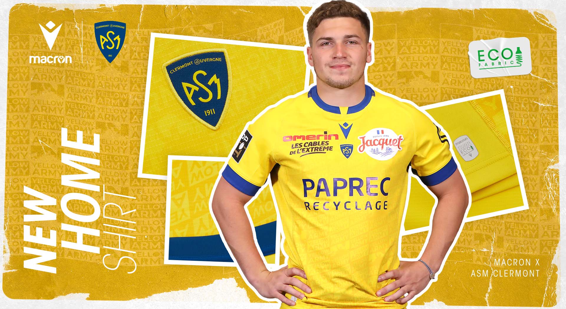 Macron ASM Clermont Auvergne and Macron announce renewal with a new Home jersey dedicated to the Yellow Army | Bild 1