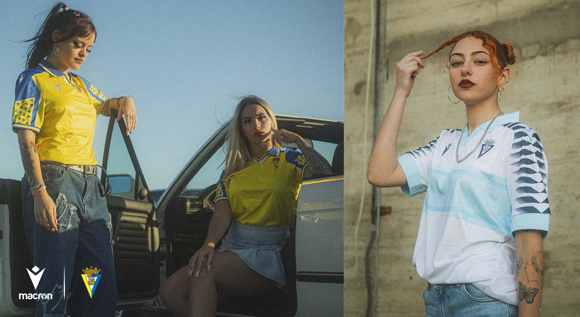 Patterns from the past on the 2024/25 Home and Away kits designed by Macron for Cádiz CF