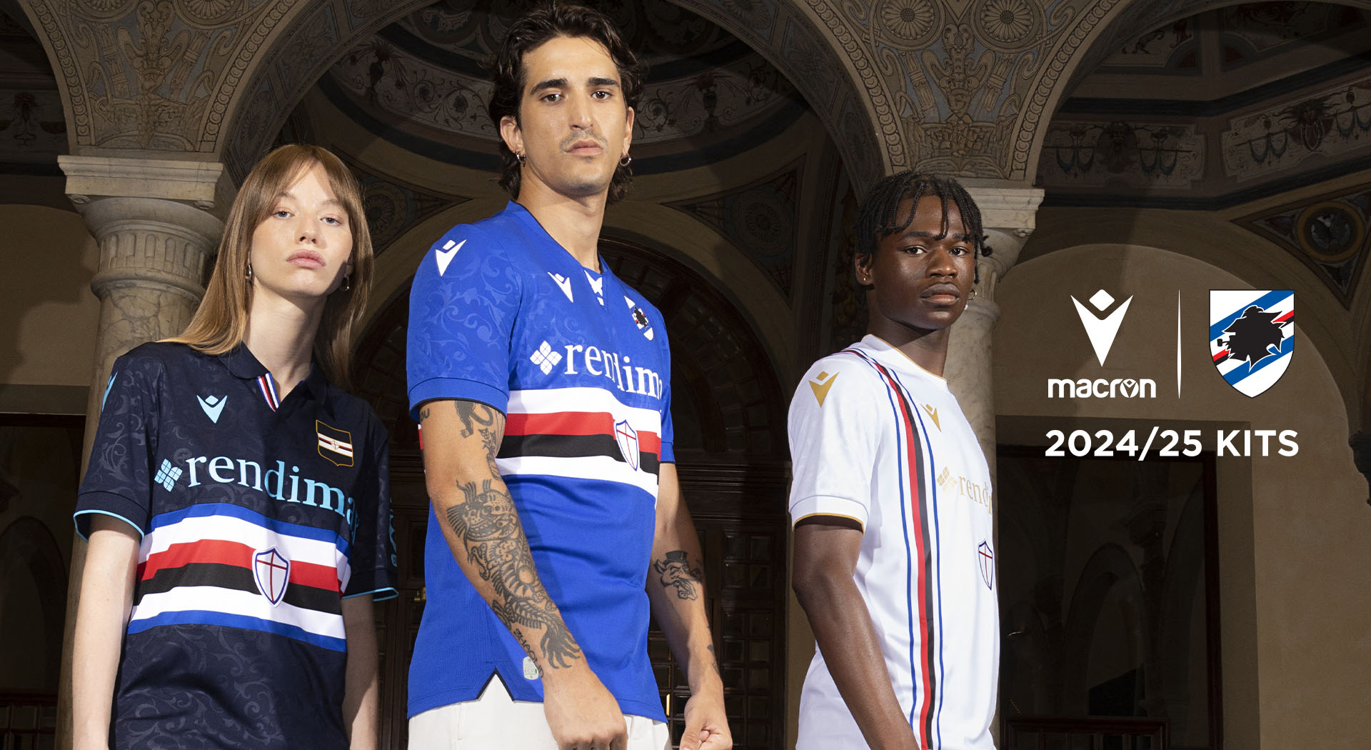 A homage to the Palazzi dei Rolli on Macron’s new kits for U.C. Sampdoria’s 2024/25 season