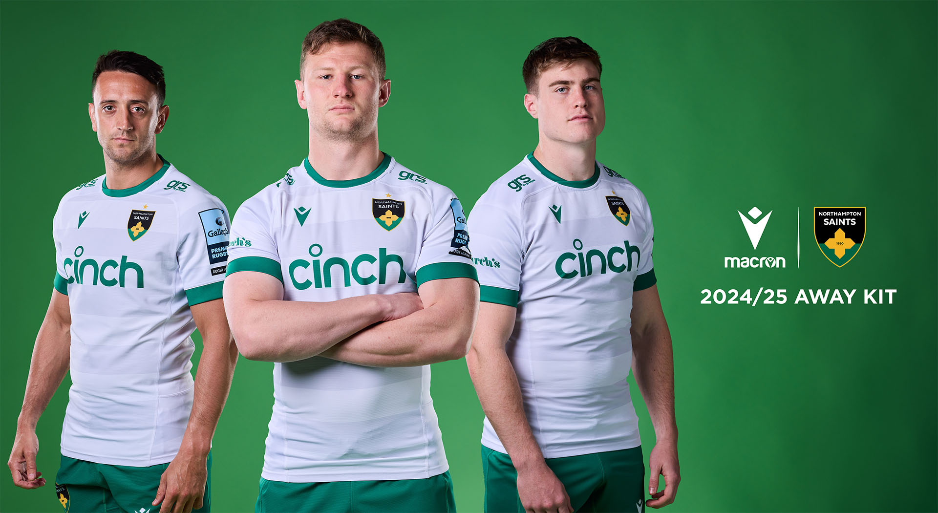 The Northampton Saints’ new Away Kit designed by Macron comes in alternating white and silver  