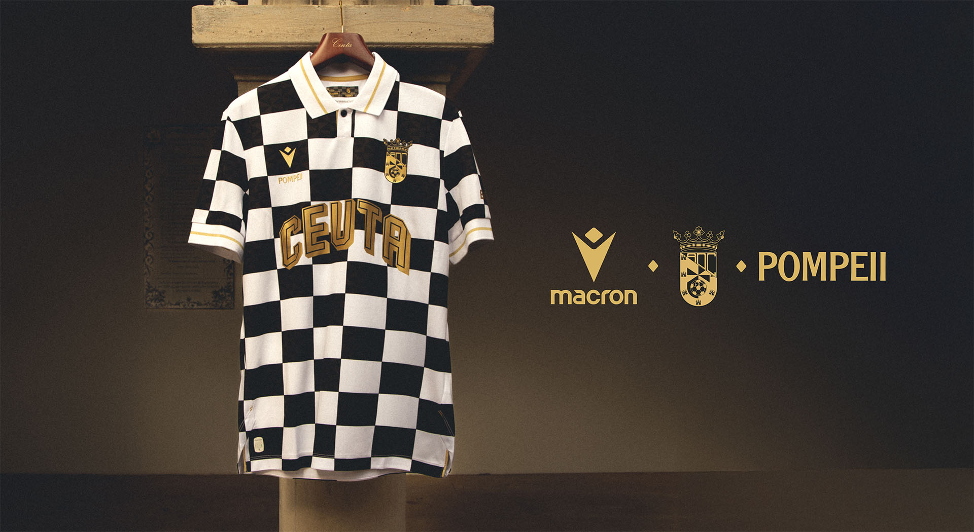 Macron together with pompeii and AD Ceuta FC for a Special Kit, tribute to the city where different cultures and religions meet