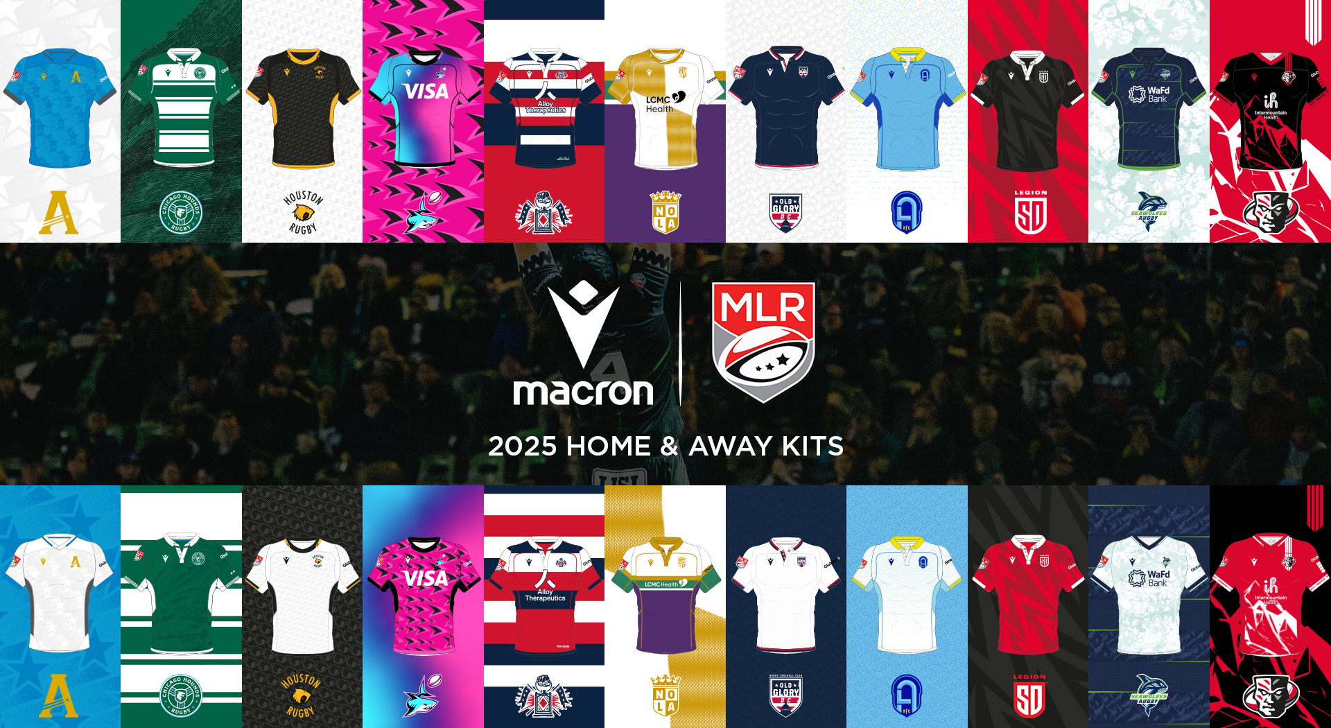 I nuovi Game Kit, realizzati da Macron,  per le undici franchigie della Major League Rugby 