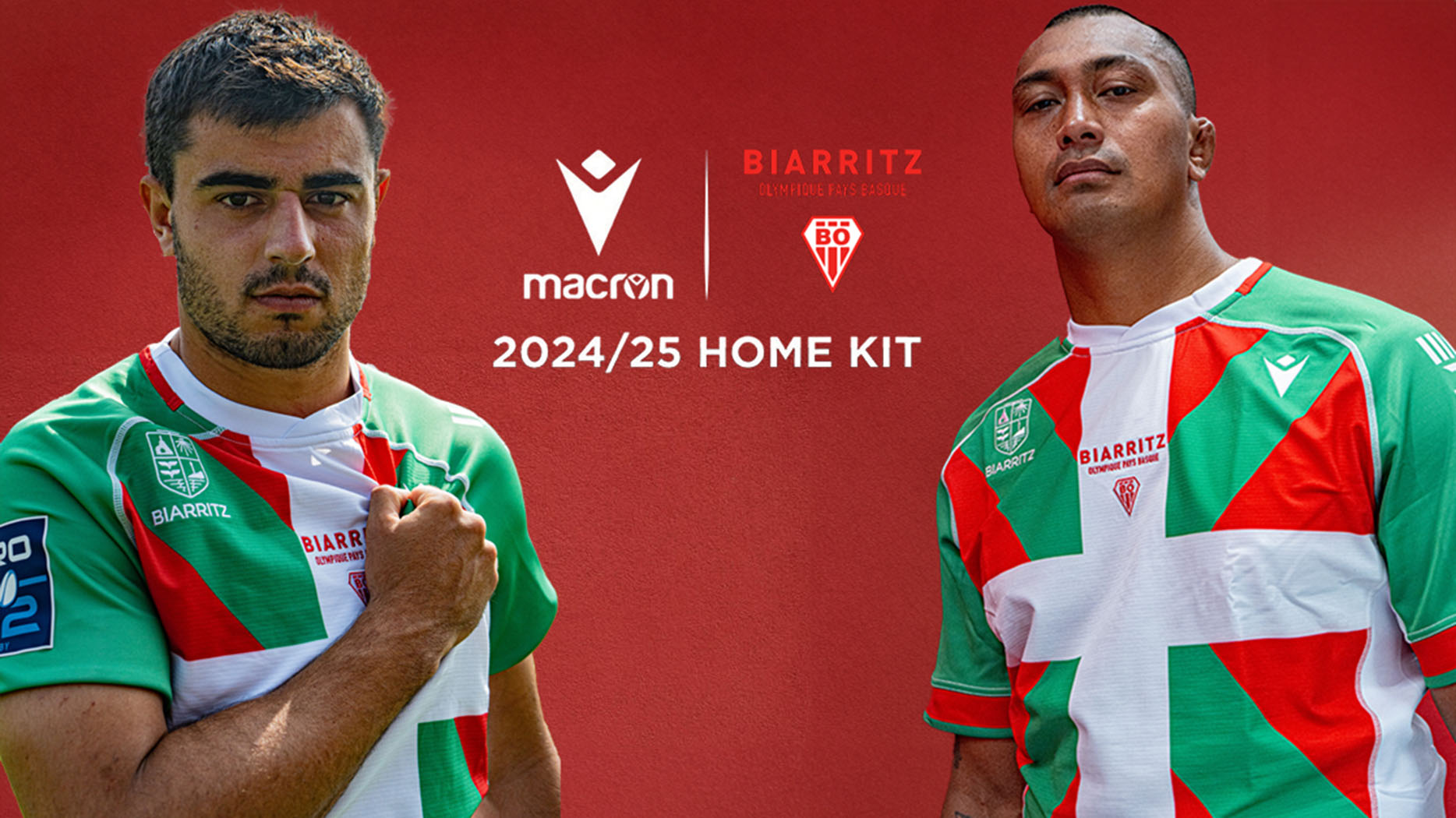 Legacy, memories and respect for Basque country: main values who characterise the new Home Kit designed by Macron for Biarritz Olympique Pays Basque