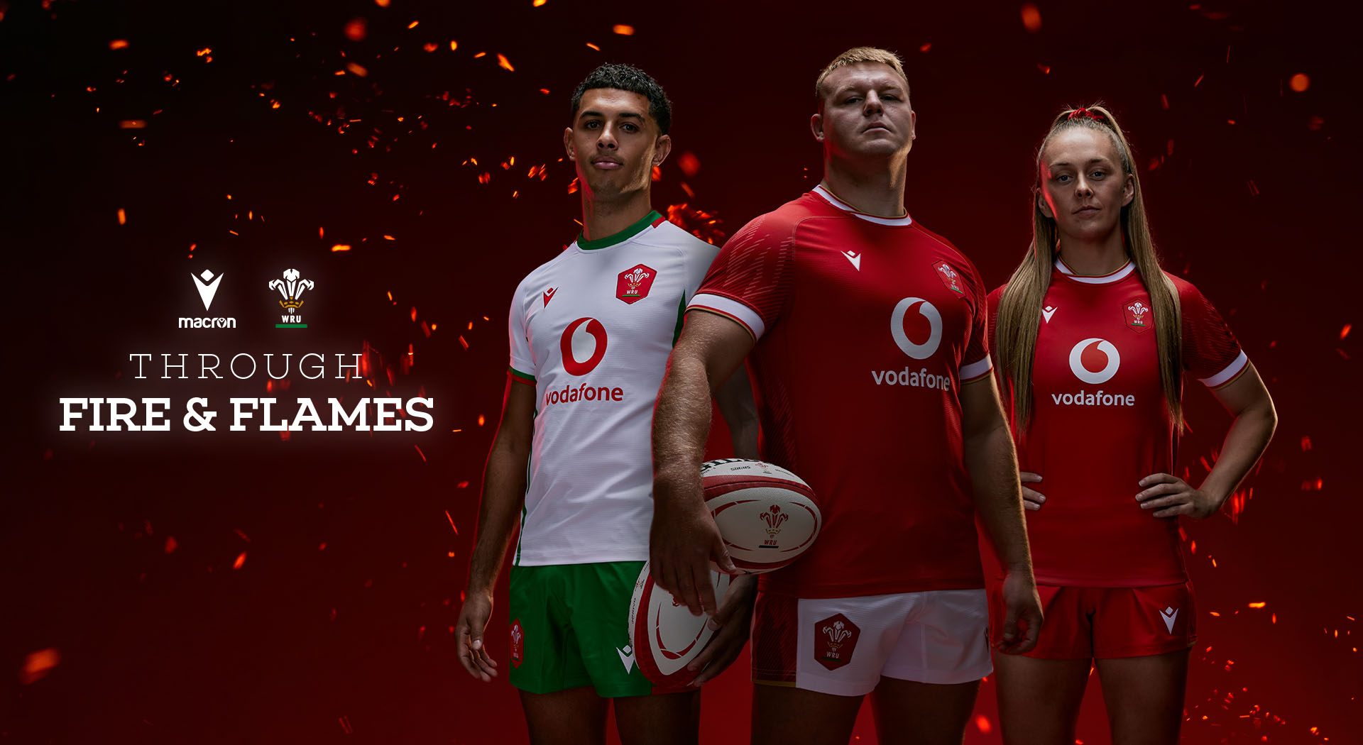 The flame of the Dragon and a ‘colour blind friendly’ choice on the new kits designed by Macron for the Welsh Rugby National teams