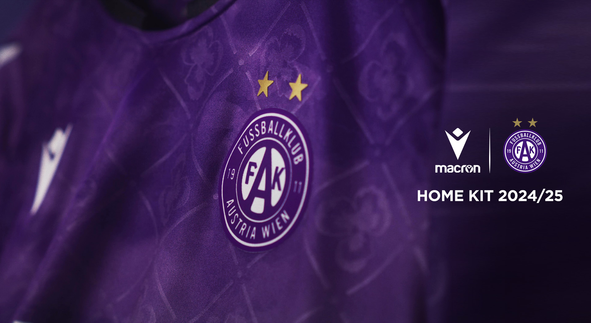 Tradition and refined graphics on Macron’s new Home kit for FK Austria Wien