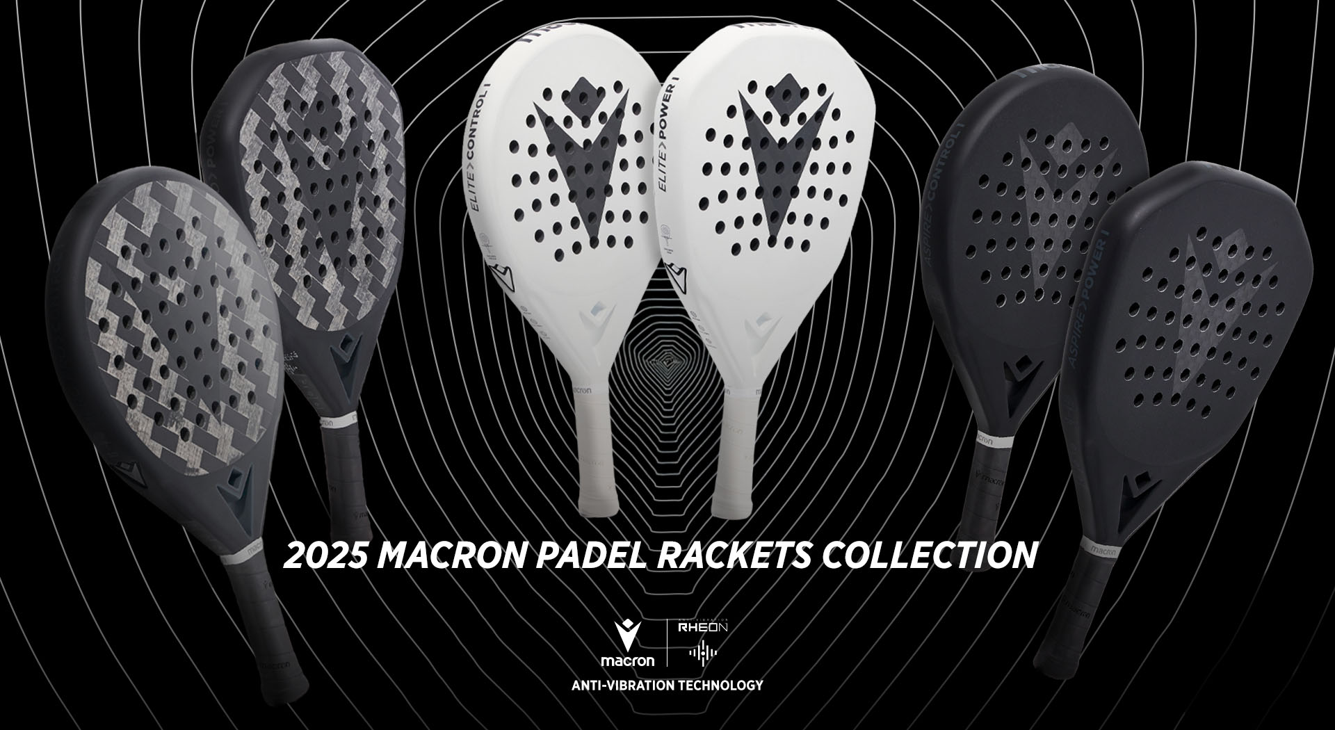 The new Macron padel racket collection designed to absorb vibrations and reduce the risk of injury
